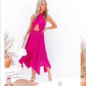 Brand new Hot pink VICI dress. Multiple options tie top! Midi style dress